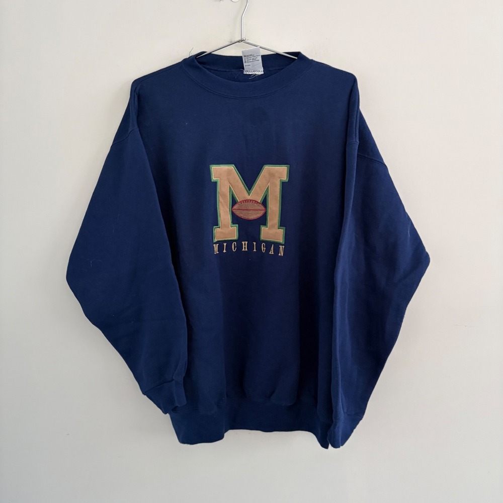 Vintage Jostens Sportswear Michigan Wolverines Navy Blue Sweatshirt XL